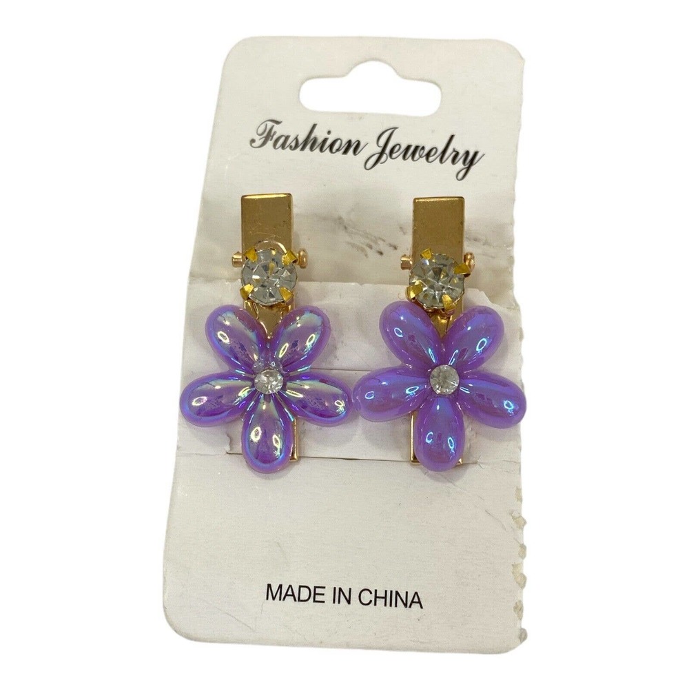 Fashion Jewelry 2Pack Bling Flower Clips